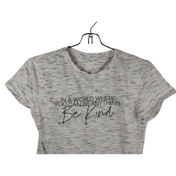 Junior Misses Medium Graphic Tee With "Be Kind" Quote In Heathered White - Picture 7 of 7
